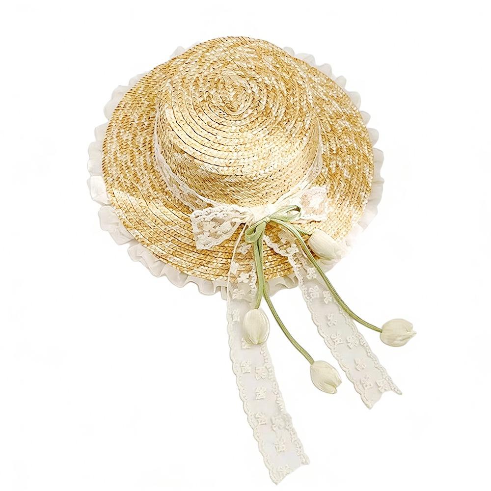 Sweet Lightweight Straw Hat Lace Bow Woven Straw Sun Hat Flat Top Breathable Beach Hat Summer
Sweet Lightweight Straw Hat Lace Bow Woven Straw Sun Hat Flat Top Breathable Beach Hat Summer