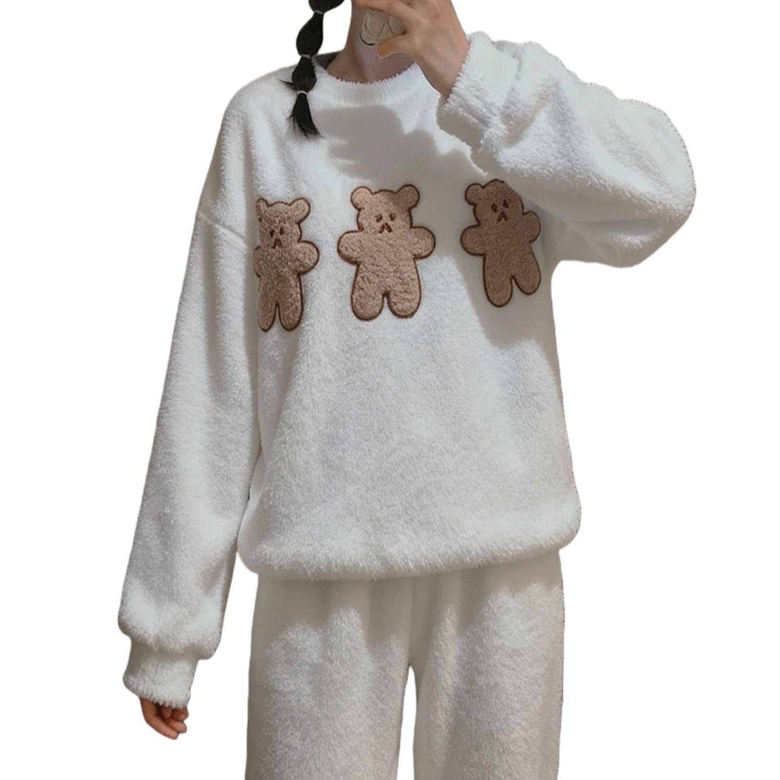 Vmiutyer LLOP Women s Fluffy Bear Print Loungewear Pajamas Set, Long Sleeves, Pants, and Crew Neck. Medium-Weight, Loose Fit, Cute, Warm, and Casual.
Vmiutyer LLOP Women s Fluffy Bear Print Loungewear Pajamas Set, Long Sleeves, Pants, and Crew Neck. Medium-Weight, Loose Fit, Cute, Warm, and Casual.
