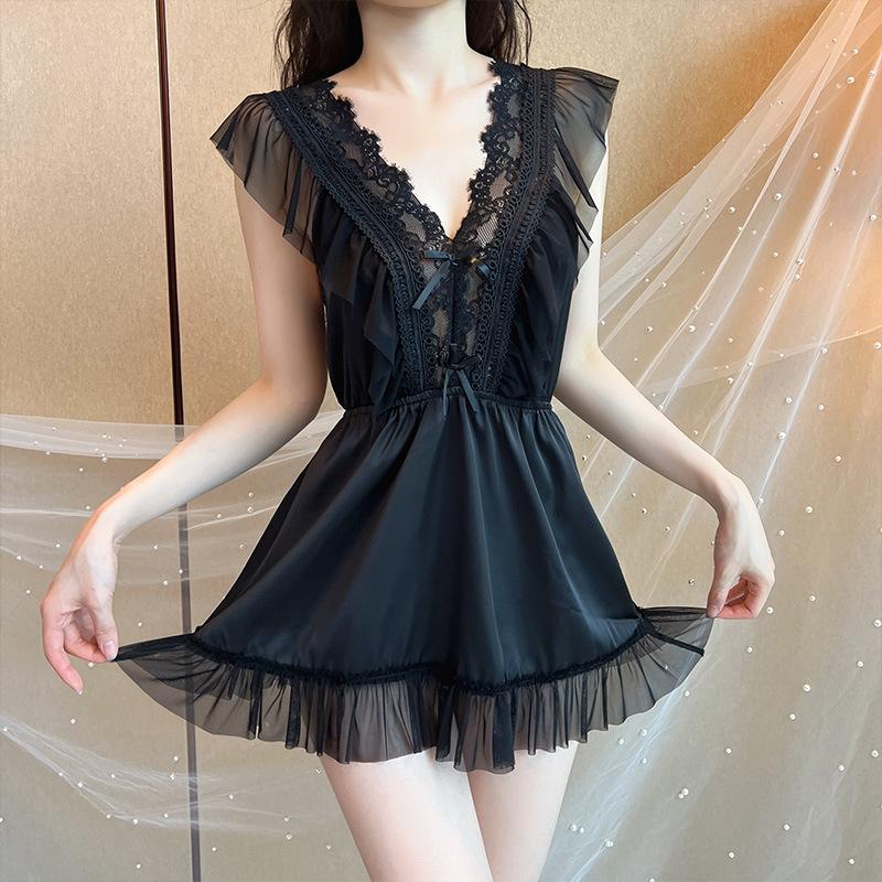 Emotional lingerie women s nightgown small chest pure desire spring and autumn lace suspenders loungewear summer suit One size fits all【80-120】 чорний
Emotional lingerie women s nightgown small chest pure desire spring and autumn lace suspenders loungewear summer suit One size fits all【80-120】 чорний