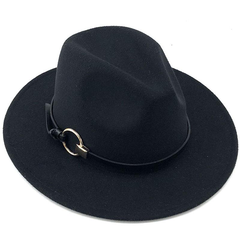 Простая шерстяная женская шляпа-федора из глубинки, зима-осень, элегантная женская клош-клош с широкими полями, джазовые шапки, размер 56-60 см 56-58CM