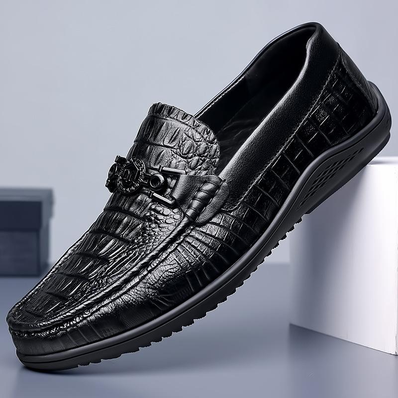 Spring new first-layer cowhide men s beanie shoes crocodile pattern leather casual shoes men s fashion trend men s shoes European goods 44
Spring new first-layer cowhide men s beanie shoes crocodile pattern leather casual shoes men s fashion trend men s shoes European goods 44