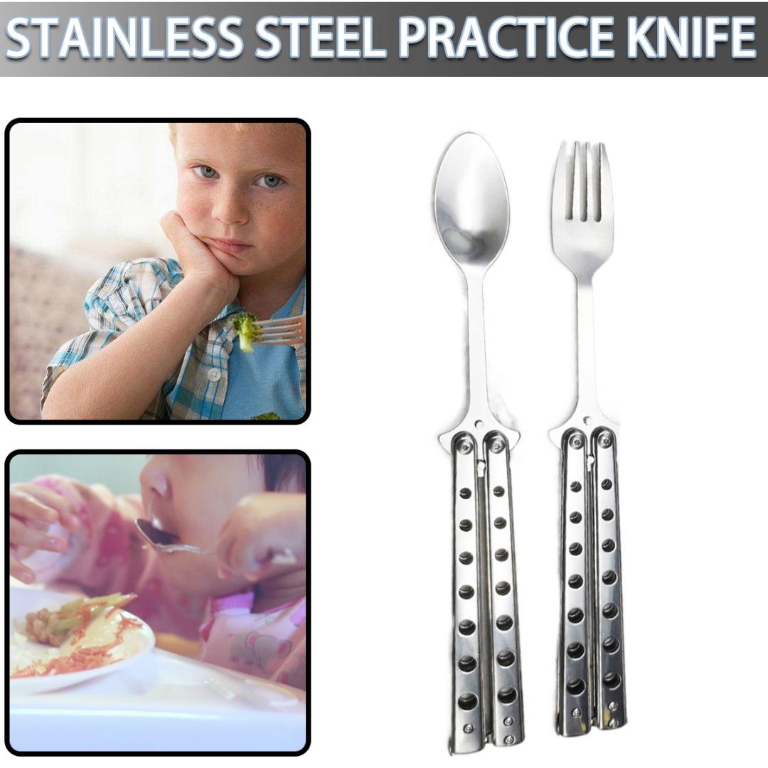 PDTO новый тренажер для бабочек в форме вращающейся ложки и вилки из нержавеющей стали 
PDTO новый тренажер для бабочек в форме вращающейся ложки и вилки из нержавеющей стали