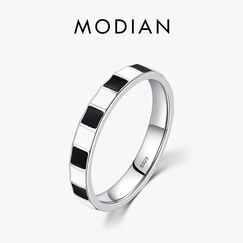 Modian 925 Silver Minimalist Black And White Grid Enamel Trendy Ring For Women Unique Original Design Ring Fine Jewelry 5
Modian 925 Silver Minimalist Black And White Grid Enamel Trendy Ring For Women Unique Original Design Ring Fine Jewelry 5