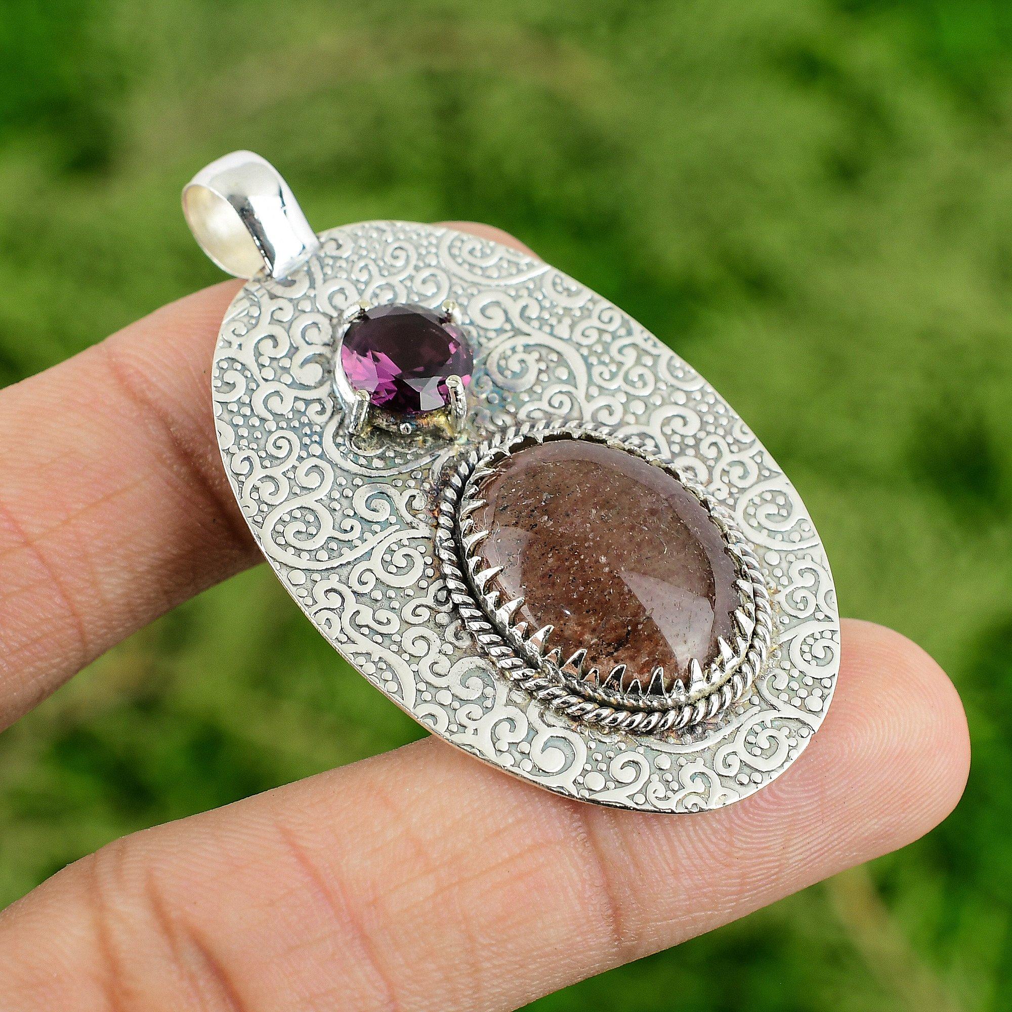 Sunstone Stone African Amethyst Sterling Silver Bezel Engagement Pendant Jewelry
Sunstone Stone African Amethyst Sterling Silver Bezel Engagement Pendant Jewelry