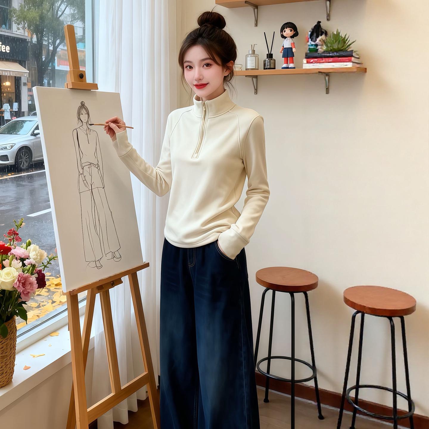 Beige Thermal Fleece Half-High Collar Pullover Hoodie for Women - Petite Size, Autumn/Winter 2025 Collection M
Beige Thermal Fleece Half-High Collar Pullover Hoodie for Women - Petite Size, Autumn/Winter 2025 Collection M