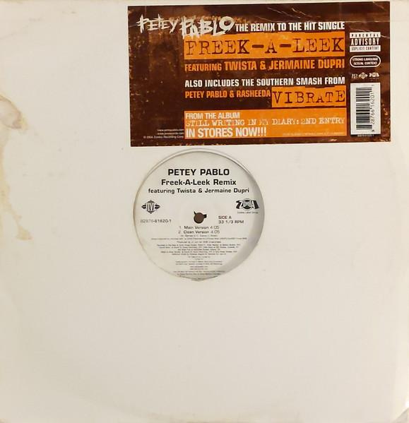 12inch Record PETEY PABLO - Freek-A-Leek Remix 82876616201 Jive 2004 US Rap & Hip-Hop/R&B Used
12inch Record PETEY PABLO - Freek-A-Leek Remix 82876616201 Jive 2004 US Rap & Hip-Hop/R&B Used