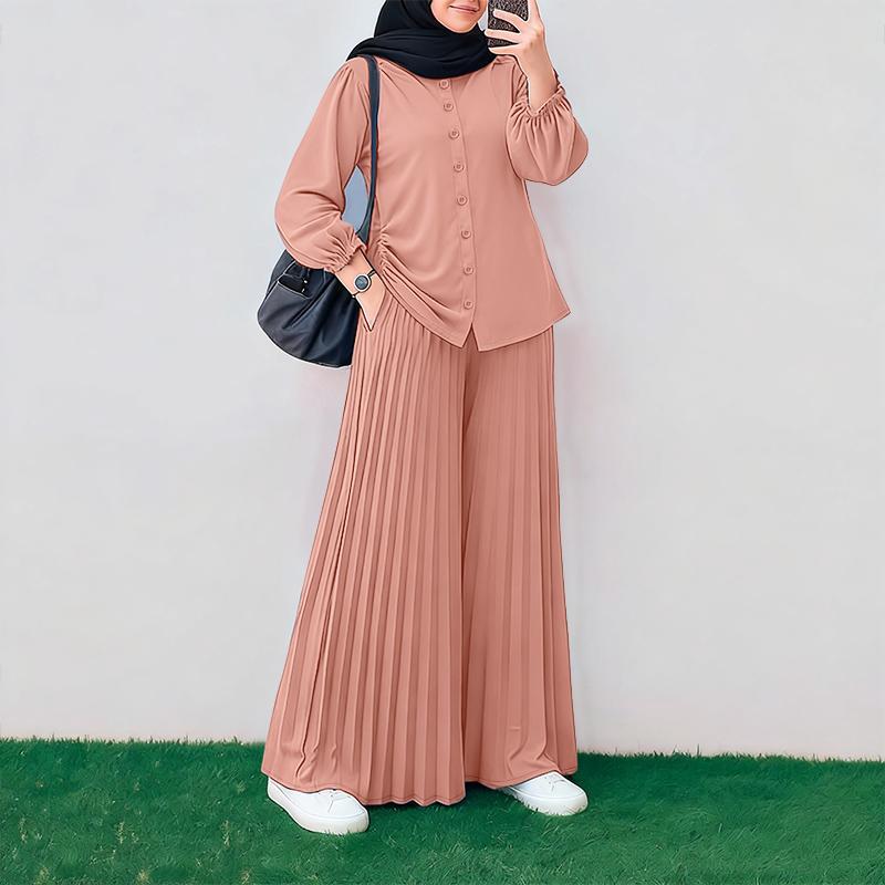 ZANZEA Women Long Sleeve Blouse and Wide Leg Pleated Pants Casual Two Piece Suit Sets 5XL рожевий
ZANZEA Women Long Sleeve Blouse and Wide Leg Pleated Pants Casual Two Piece Suit Sets 5XL рожевий
