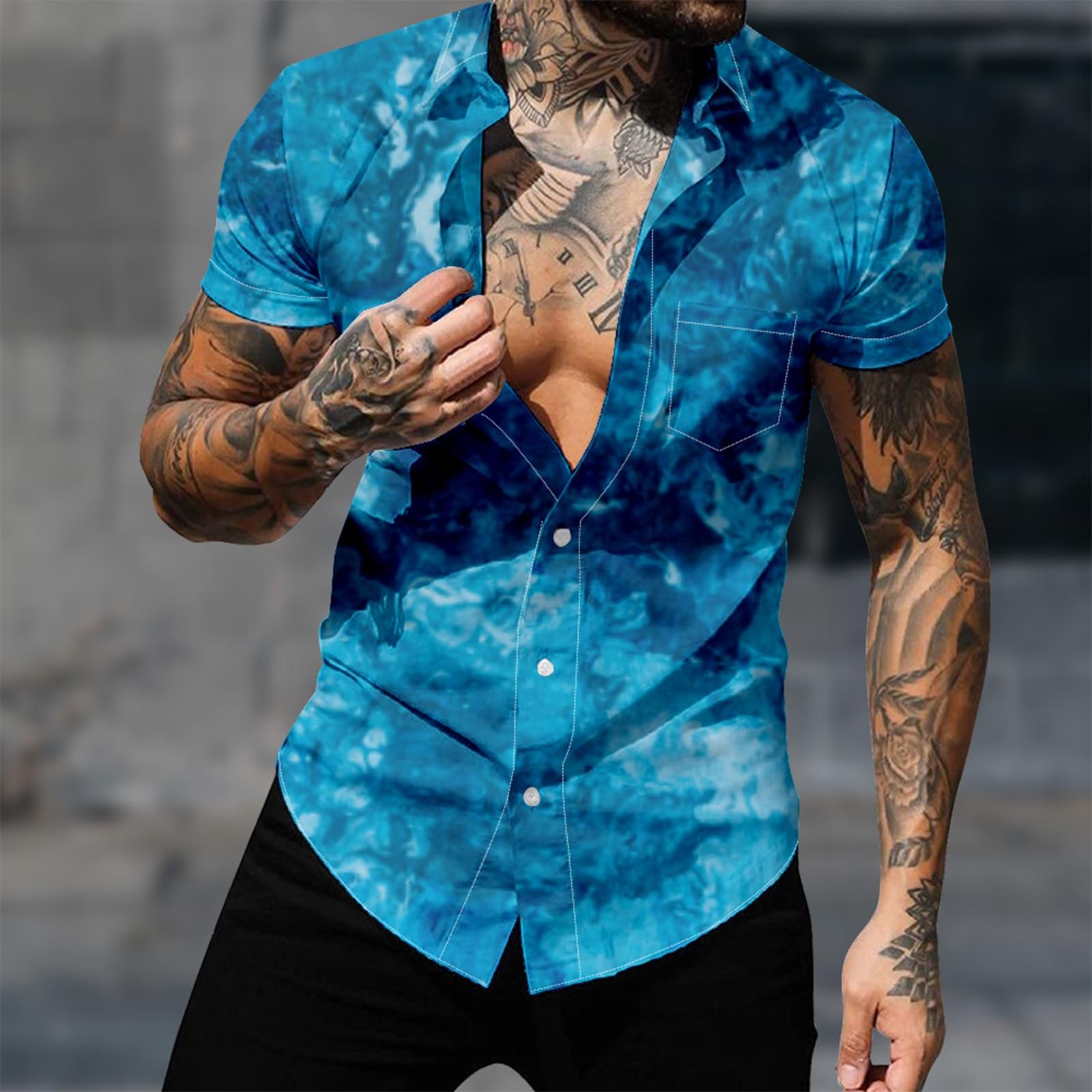 Мужские гавайские рубашки с короткими рукавами и пуговицами с принтом. Мужские повседневные модные рубашки с короткими рукавами. XXXL синий
Мужские гавайские рубашки с короткими рукавами и пуговицами с принтом. Мужские повседневные модные рубашки с короткими рукавами. XXXL синий
