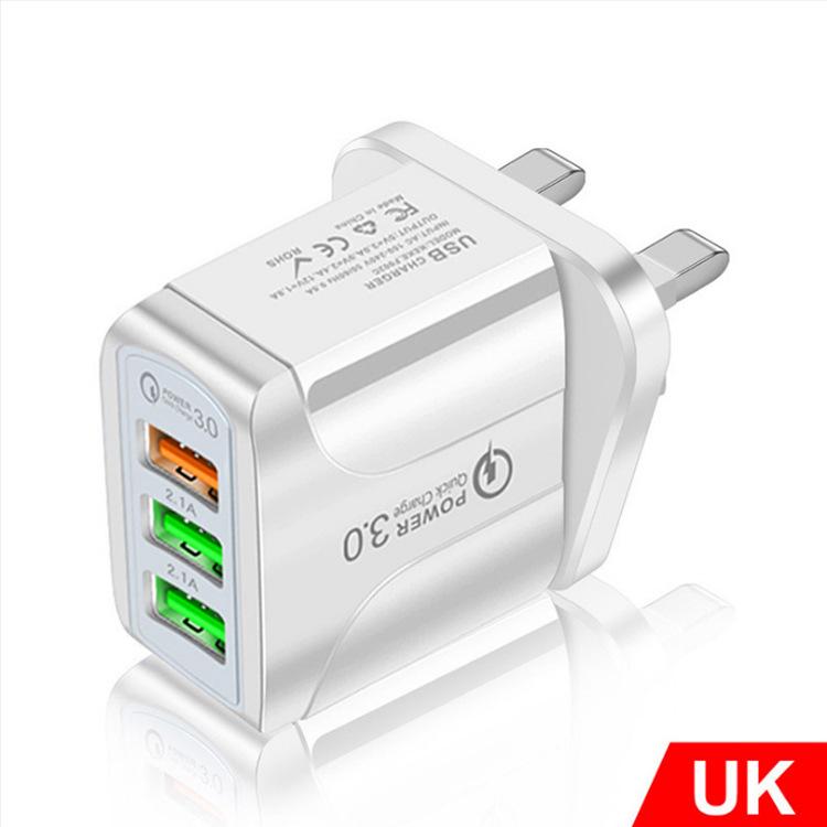QC3.0 Fast Charger 5A 5V/9V/12V, 3-Port USB, Luminous, UK/US/EU Compatible Mobile Charging Adapter 5.1A 3USB UK Black
QC3.0 Fast Charger 5A 5V/9V/12V, 3-Port USB, Luminous, UK/US/EU Compatible Mobile Charging Adapter 5.1A 3USB UK Black
