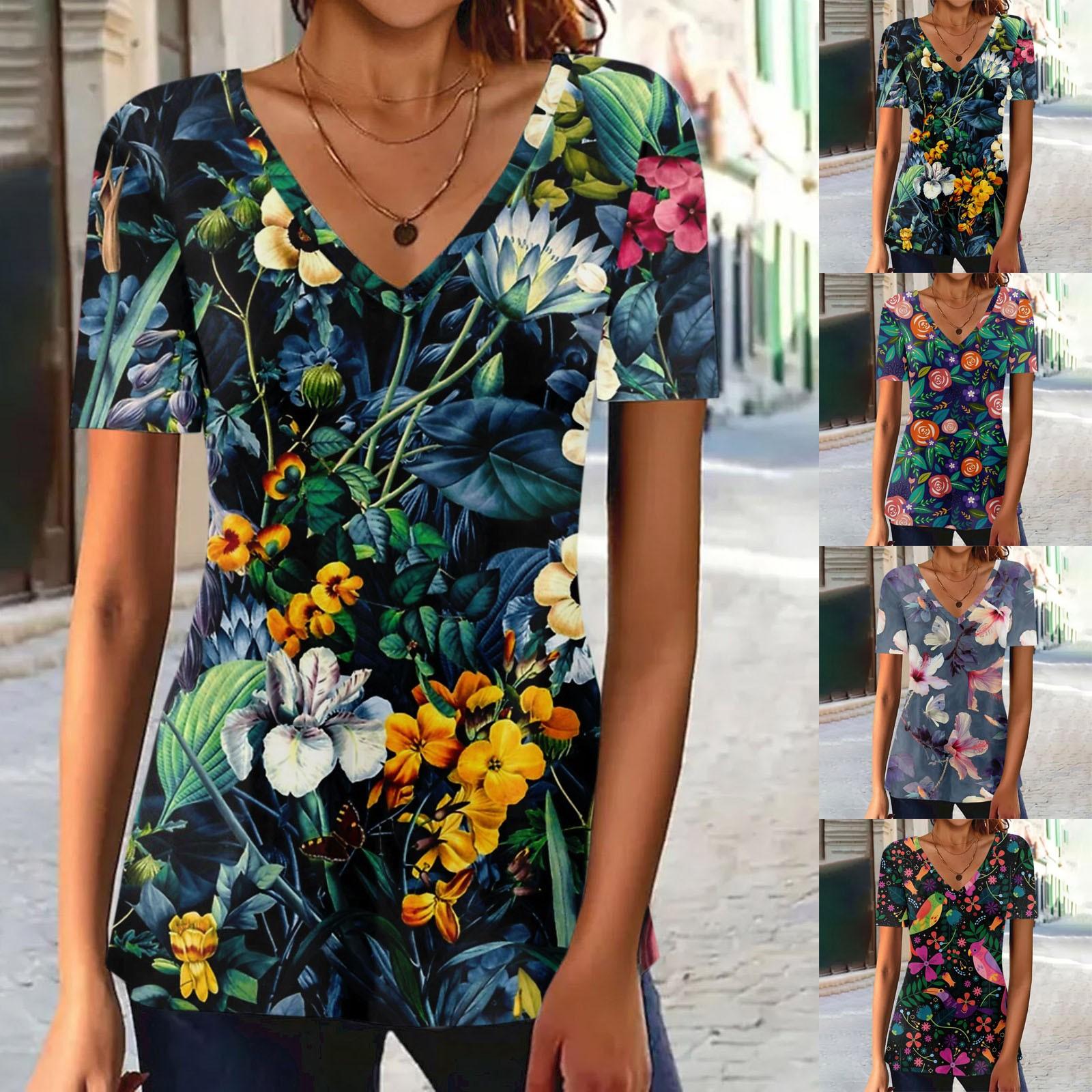 Модная повседневная блузка с V-образным вырезом и коротким рукавом с цветочным принтом
Модная повседневная блузка с V-образным вырезом и коротким рукавом с цветочным принтом