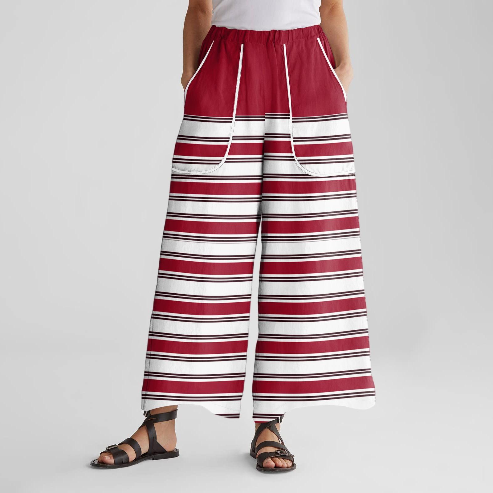 Жіночі штани широкого крою з еластичним поясом, принтом, великими кишенями, оздобленням печворк, вільні штани M червоний
Жіночі штани широкого крою з еластичним поясом, принтом, великими кишенями, оздобленням печворк, вільні штани M червоний