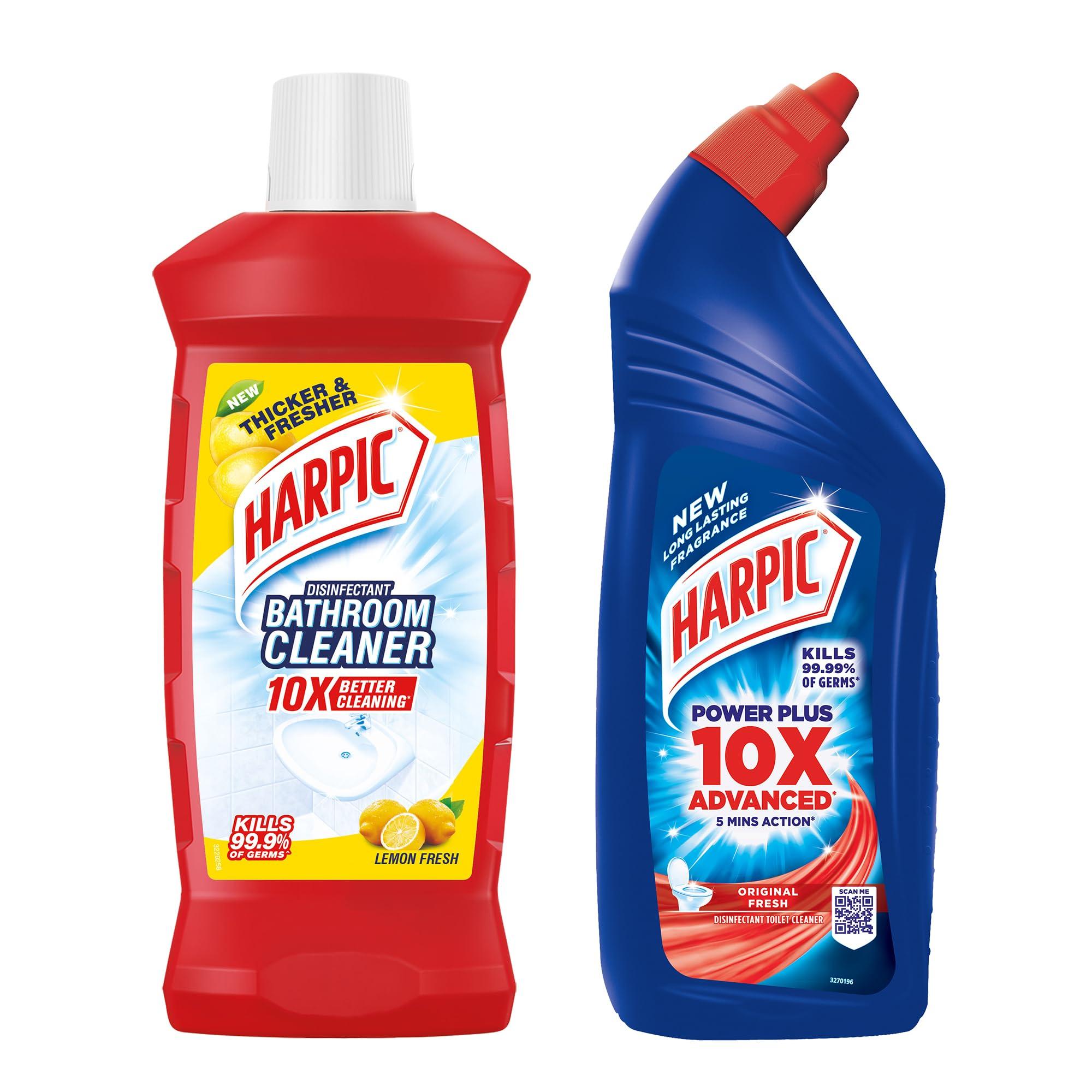 Harpic Bathroom Cleaner (Lemon) - 1 L and Harpic Powerplus Toilet Cleaner Original, 1 L
Harpic Bathroom Cleaner (Lemon) - 1 L and Harpic Powerplus Toilet Cleaner Original, 1 L