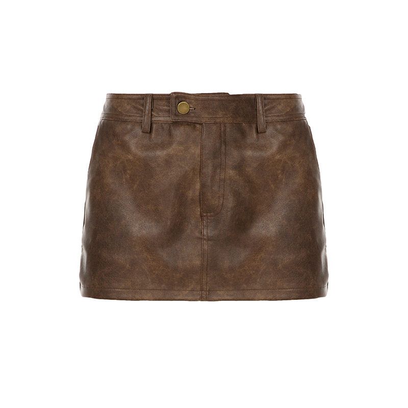 Unique Designer Style Retro Brown Leather Patchwork Skirt with Lining, High-Waisted A-Line Bodycon Short Skirt Brown S
Unique Designer Style Retro Brown Leather Patchwork Skirt with Lining, High-Waisted A-Line Bodycon Short Skirt Brown S