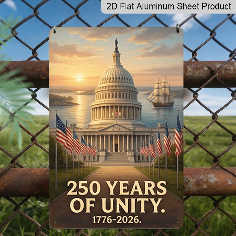 2D Flat Decoration Aluminum Sign 8x12 Inch Plaque US 250th Founding Anniversary Patriotic US Capitol with Flags, Ships, and Anniversary Text Sturdy 20*30cm
2D Flat Decoration Aluminum Sign 8x12 Inch Plaque US 250th Founding Anniversary Patriotic US Capitol with Flags, Ships, and Anniversary Text Sturdy 20*30cm