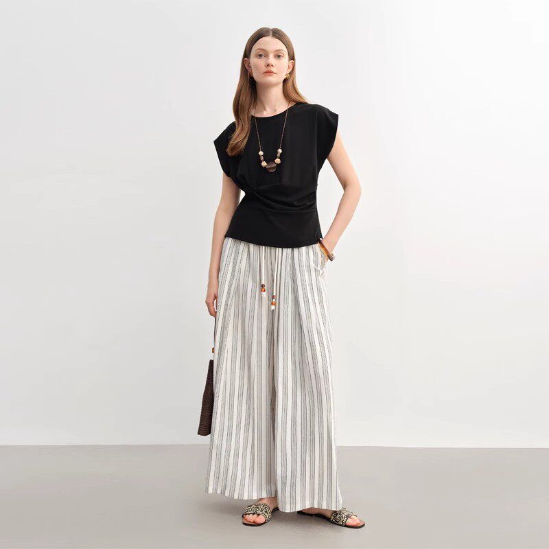 Single Bundle Plus size Women s Clothing Texture Cotton Linen Minimalist Stripes Loose pants Summer Drawstring Slim Looking Straight Leg Pants Elegant Black US2
Single Bundle Plus size Women s Clothing Texture Cotton Linen Minimalist Stripes Loose pants Summer Drawstring Slim Looking Straight Leg Pants Elegant Black US2