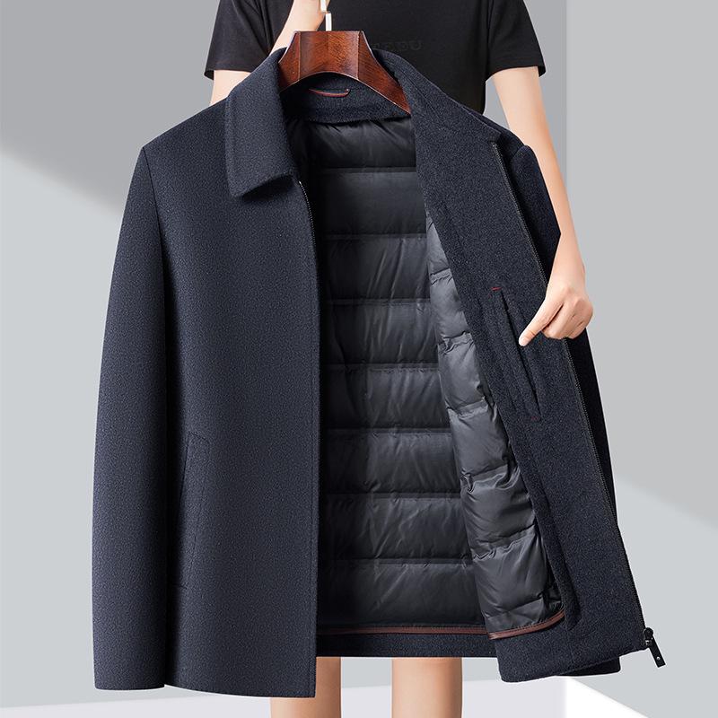 Men s Short Cashmere Coat with Down Liner - Thick Woolen Lapel Jacket for Middle-aged and Elderly Size 195/58
Men s Short Cashmere Coat with Down Liner - Thick Woolen Lapel Jacket for Middle-aged and Elderly Size 195/58