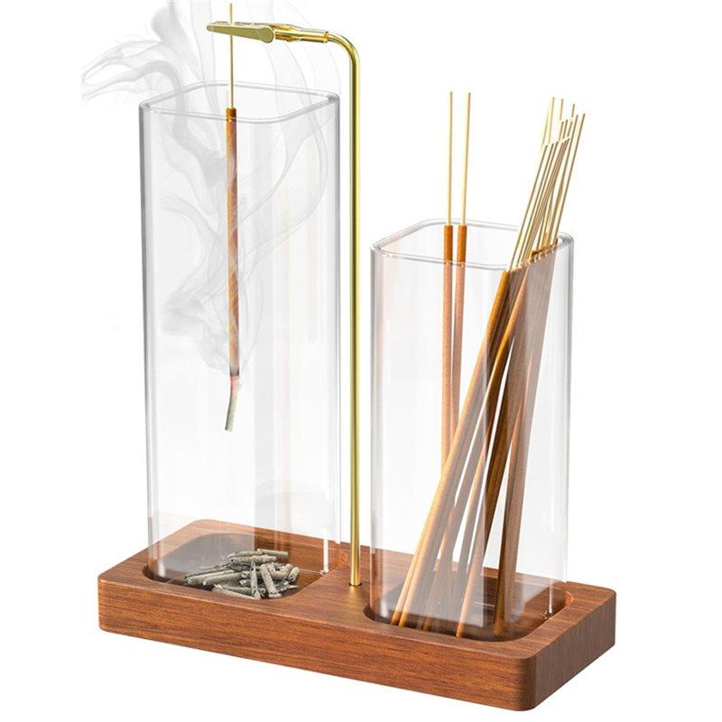 A84E-Glass Incense Holder 2 In 1 With Wooden Base, Ash Catcher& Storage For Home Decor
A84E-Glass Incense Holder 2 In 1 With Wooden Base, Ash Catcher& Storage For Home Decor