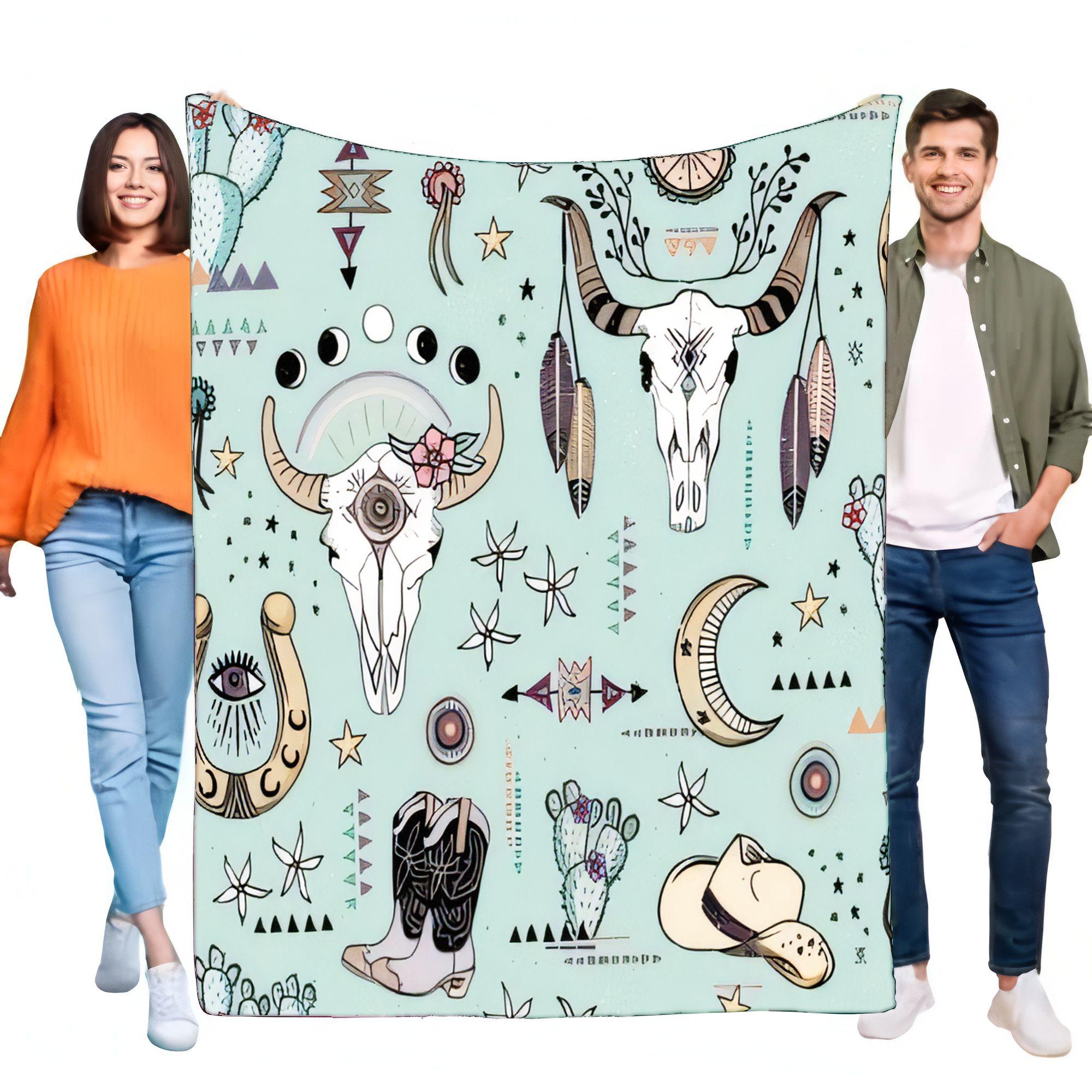 Bohemian Skull Pattern Blanket Cozy Soft Throw Lightweight for Sofa or Bed, Ideal Birthday or Home Decoration Gift, Stylish and 75x90cm
Bohemian Skull Pattern Blanket Cozy Soft Throw Lightweight for Sofa or Bed, Ideal Birthday or Home Decoration Gift, Stylish and 75x90cm