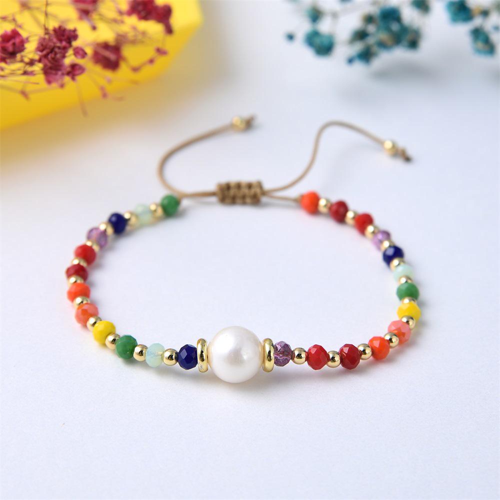 KKBEAD Rainbow Gradient Crystal Bracelet with Freshwater Pearls – Adjustable Spring/Summer Jewelry.
KKBEAD Rainbow Gradient Crystal Bracelet with Freshwater Pearls – Adjustable Spring/Summer Jewelry.