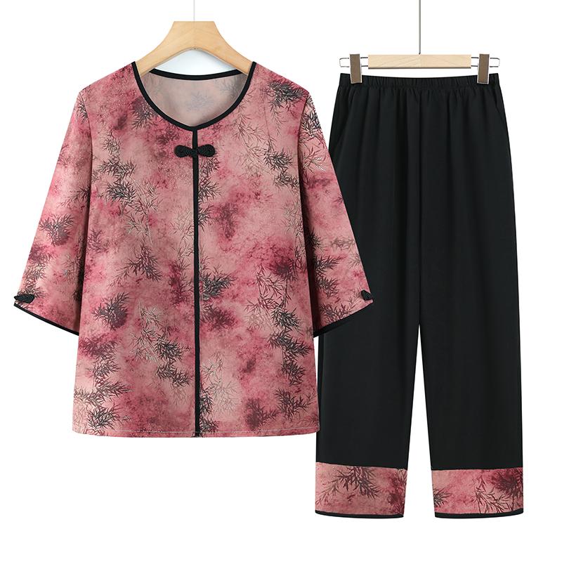 Elegant Chinese Style Summer Shirt Set – Loose Frog Button, Three-Quarter Sleeve, Two-Piece for Middle-Aged & Elderly Women. 2XL (suggested weight 105-120 jin)
Elegant Chinese Style Summer Shirt Set – Loose Frog Button, Three-Quarter Sleeve, Two-Piece for Middle-Aged & Elderly Women. 2XL (suggested weight 105-120 jin)