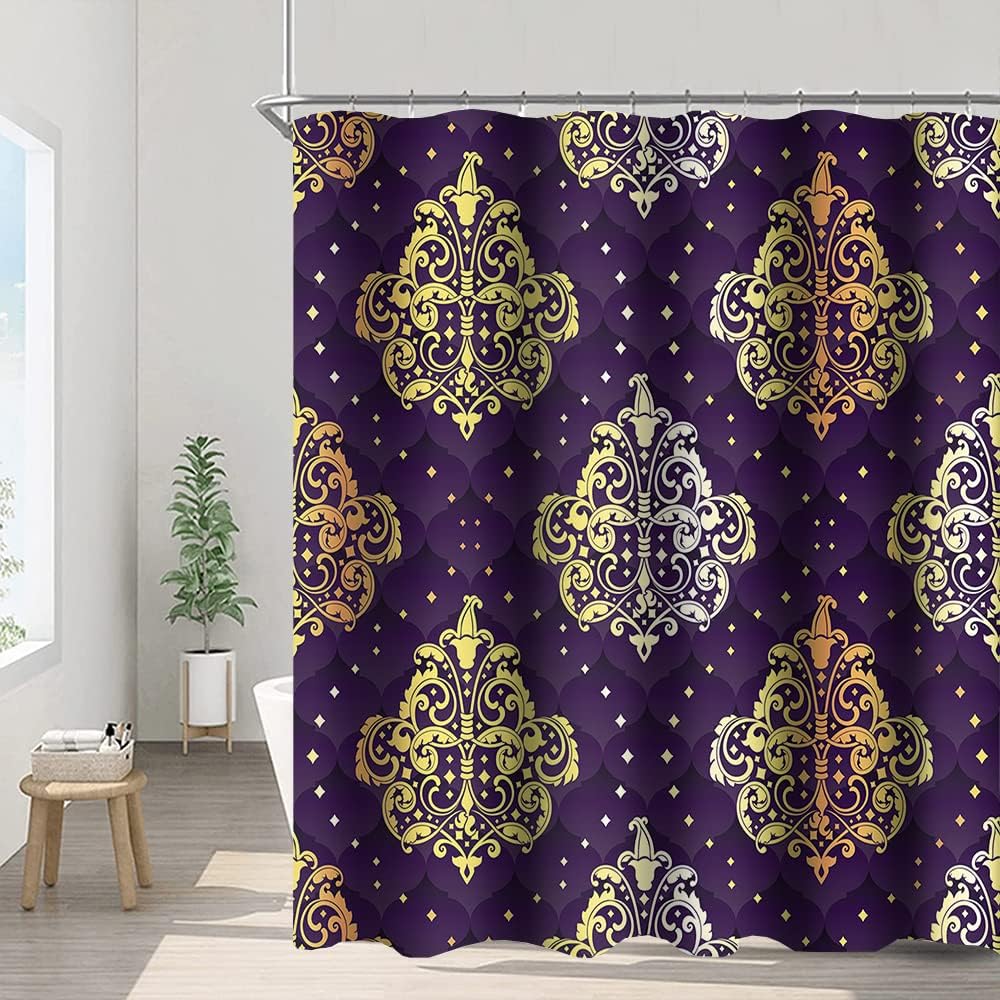 Purple Gold Shower Curtain Damask Pattern Bathroom Decor Waterproof Bath Linen Royal Design Home Accessories Luxury Style W60H190(CM)-1 Pcs
Purple Gold Shower Curtain Damask Pattern Bathroom Decor Waterproof Bath Linen Royal Design Home Accessories Luxury Style W60H190(CM)-1 Pcs