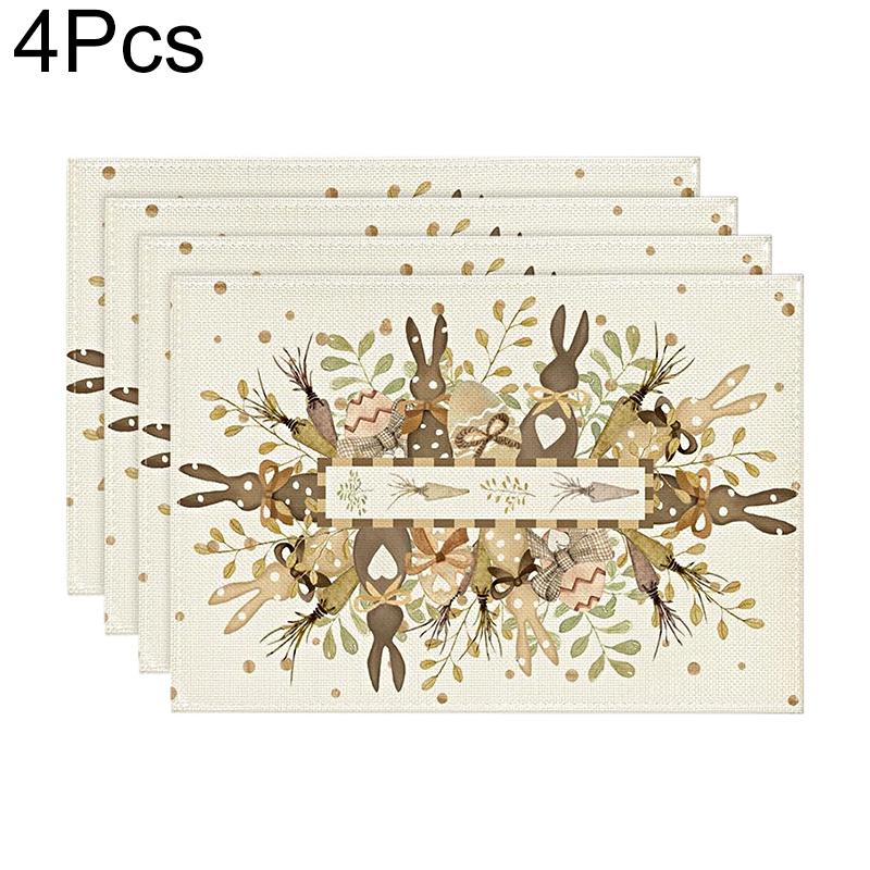 4 шт. теплоизоляционные льняные моющиеся салфетки 12x18 дюймов для пасхального декора дома и вечеринок с узорами в виде кроликов и цветов