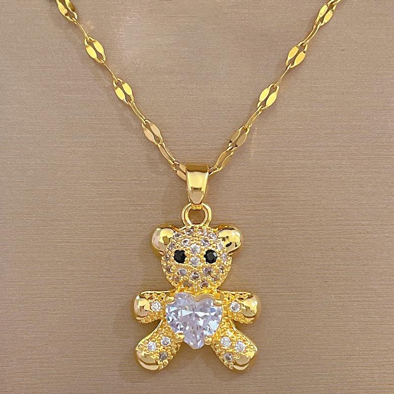 Cute Bear with Zircon Necklace Stud Earrings for Women Stainless Steel Chain Fashion Bear Jewelry Set Christmas Gifts
Cute Bear with Zircon Necklace Stud Earrings for Women Stainless Steel Chain Fashion Bear Jewelry Set Christmas Gifts