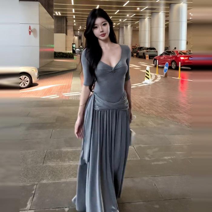 French pure desire sexy gray twist dress children s summer new temperament waist dress S серый
French pure desire sexy gray twist dress children s summer new temperament waist dress S серый