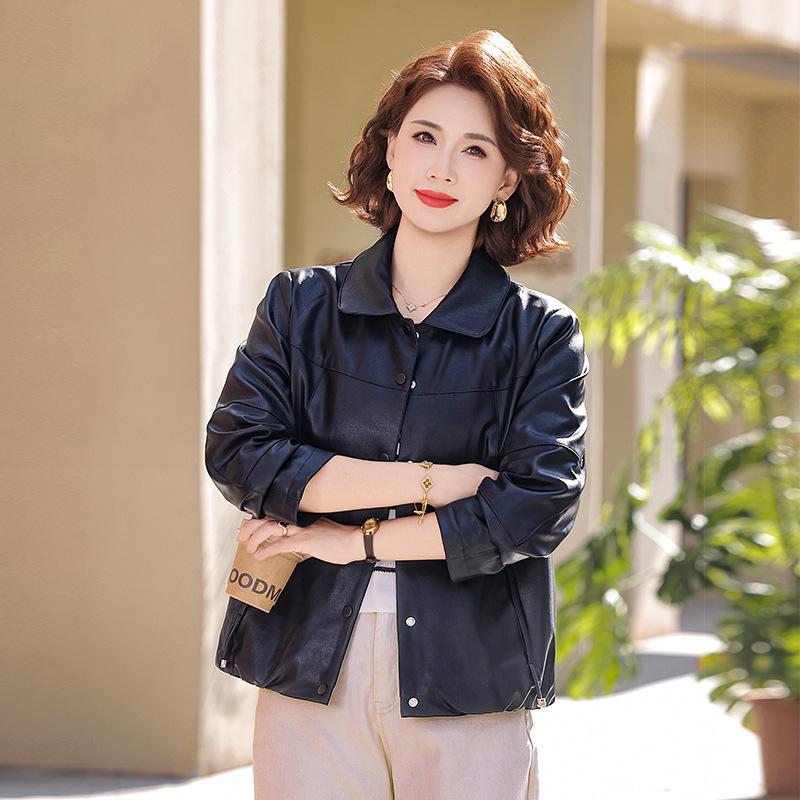 Spring Casual PU Leather Jacket for Middle-Aged and Elderly Women 2XL (Recommended 110-125 jin)
Spring Casual PU Leather Jacket for Middle-Aged and Elderly Women 2XL (Recommended 110-125 jin)