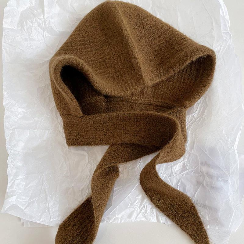 1 шт. Вязаная теплая балаклава Зимняя шерстяная Ретро защита ушей Шарф Хлопковые смеси коричневый
