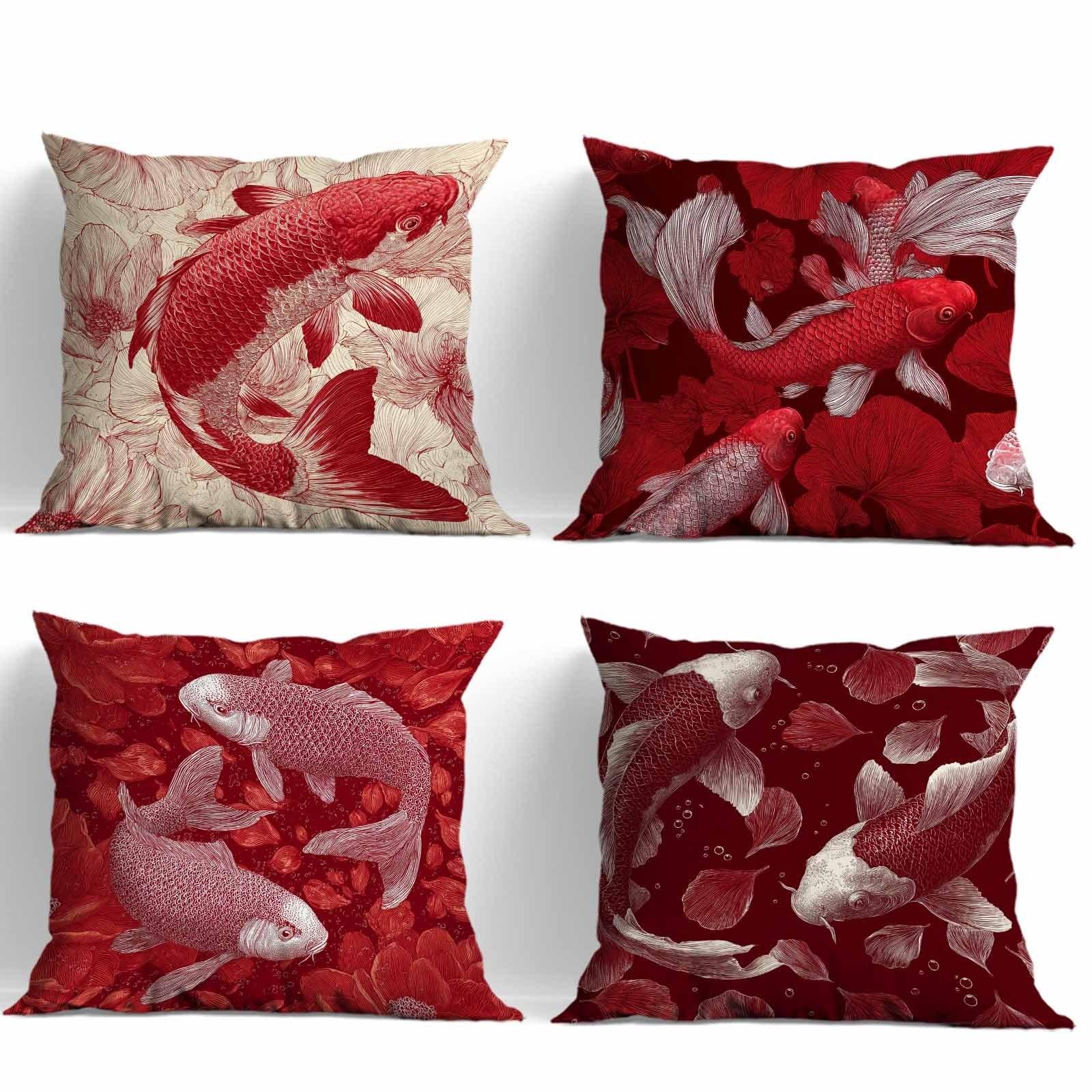 Elegant Red Koi Fish Pillowcase - Floral Pattern Print Pillow Cover for Sofa Bedroom Living Room 4PC-45x45cm
Elegant Red Koi Fish Pillowcase - Floral Pattern Print Pillow Cover for Sofa Bedroom Living Room 4PC-45x45cm