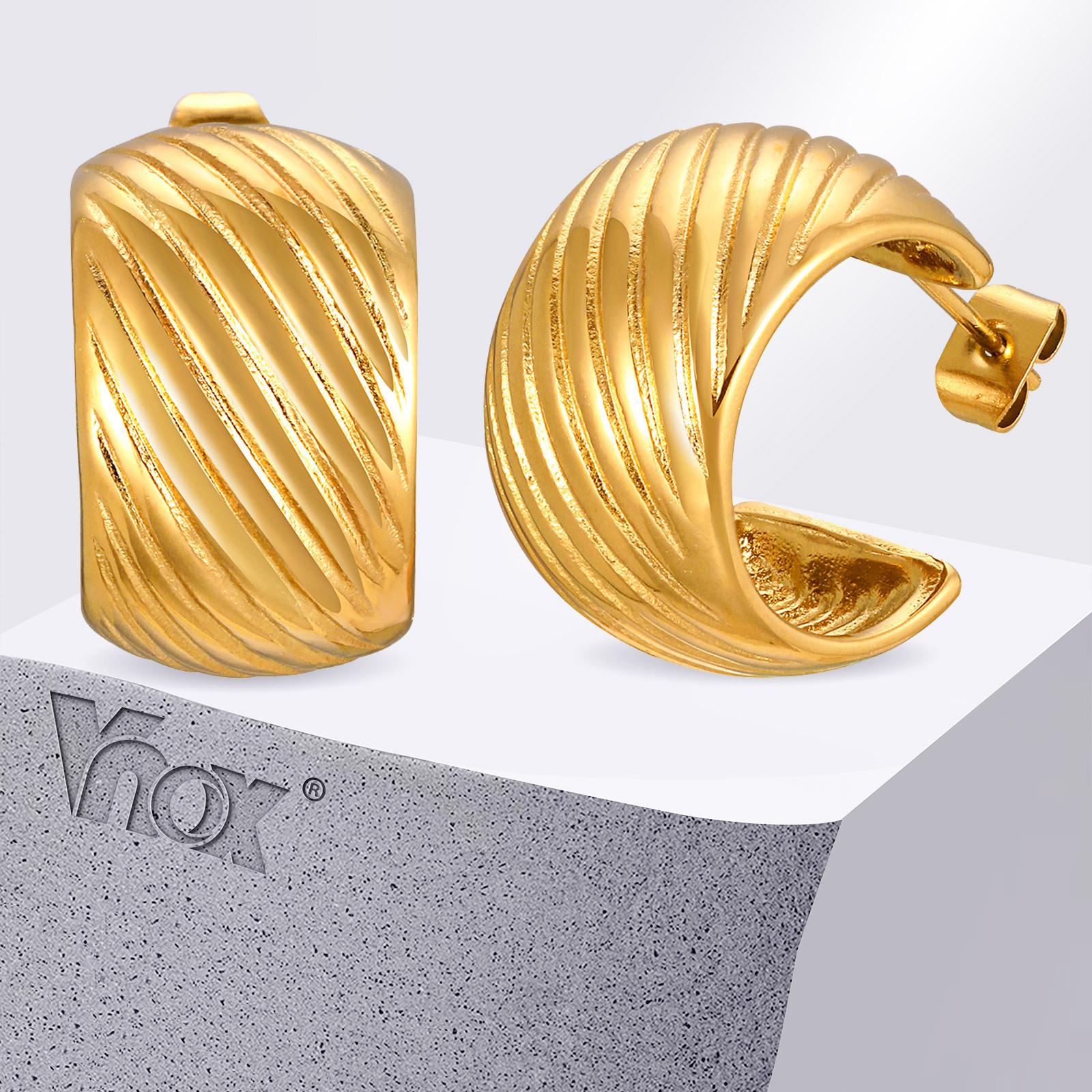 Vnox Позолоченные 18К Серьги-кольца для женщин, Полуоткрытые серьги-пусеты, Стильные золотые крупные гипоаллергенные украшения
Vnox Позолоченные 18К Серьги-кольца для женщин, Полуоткрытые серьги-пусеты, Стильные золотые крупные гипоаллергенные украшения