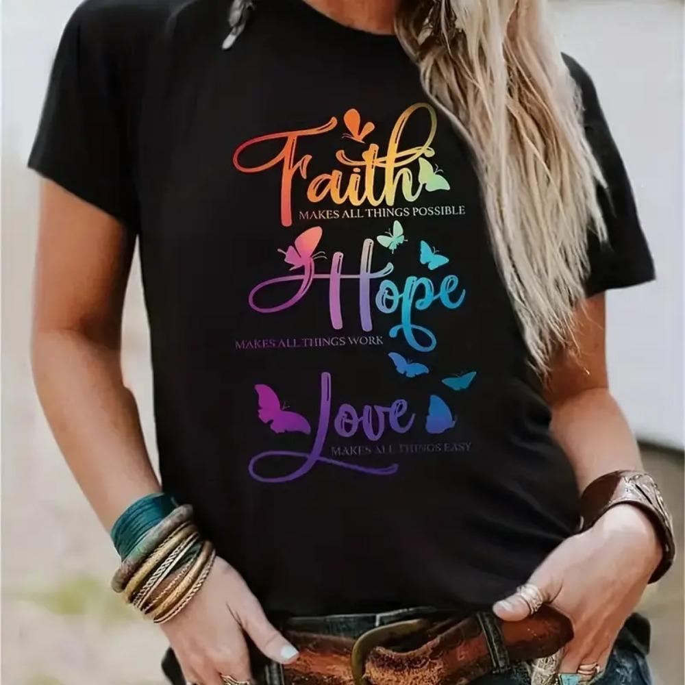 Plus Size Casual T-shirt Women s Plus Butterfly & Slogan Print Short Sleeve Round Neck Slight Stretch T-shirt 5XL
Plus Size Casual T-shirt Women s Plus Butterfly & Slogan Print Short Sleeve Round Neck Slight Stretch T-shirt 5XL