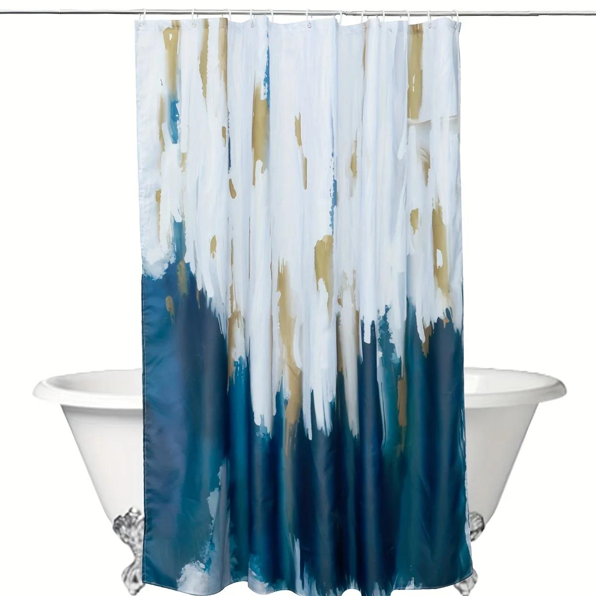 Elegant Abstract Watercolor Shower Curtain - Quick-Drying, Waterproof Polyester,Blue, White & Gold Design W60H190(CM)-1 Pcs
Elegant Abstract Watercolor Shower Curtain - Quick-Drying, Waterproof Polyester,Blue, White & Gold Design W60H190(CM)-1 Pcs