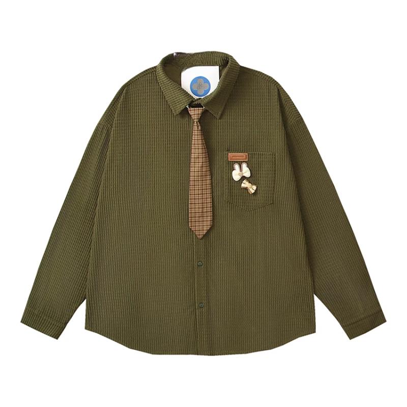 Women s Waffle Shirts with Tie Green Retro Loose Female s Long Sleeved Shirt Woman s Versatile Single Pocket Blouses M зелёный
Women s Waffle Shirts with Tie Green Retro Loose Female s Long Sleeved Shirt Woman s Versatile Single Pocket Blouses M зелёный