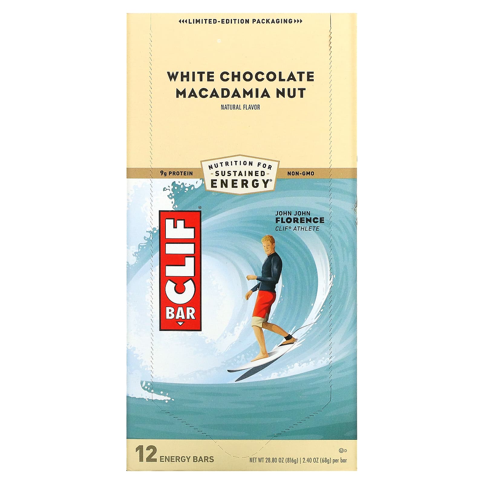 Clif Bar, Energy Bar, White Chocolate Macadamia Nut, 12 Bars, 2.40 oz (68 g) Each
Clif Bar, Energy Bar, White Chocolate Macadamia Nut, 12 Bars, 2.40 oz (68 g) Each