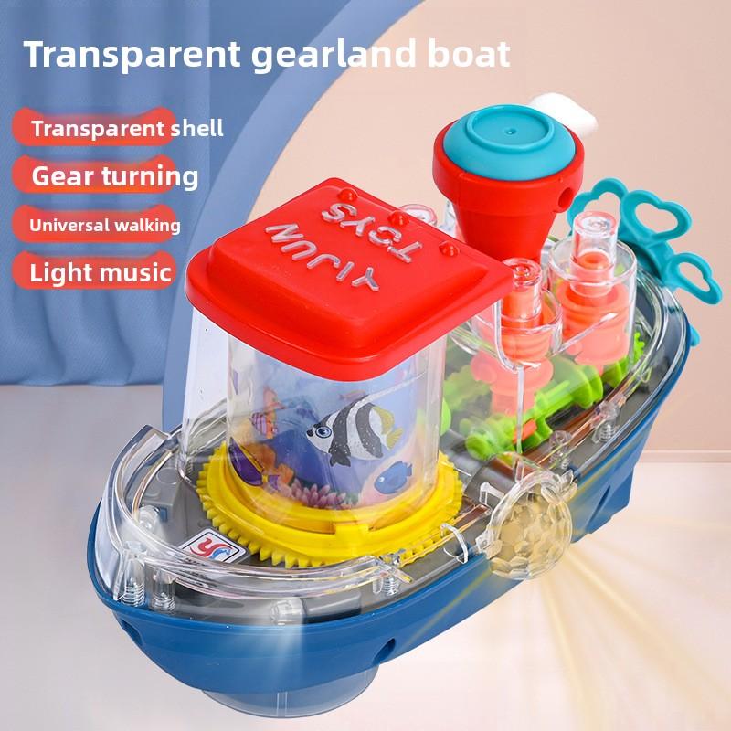 Transparent Shell Gear Mechanical Linkage Electric Land Boat Toy with Light, Music and Universal Wheels
Transparent Shell Gear Mechanical Linkage Electric Land Boat Toy with Light, Music and Universal Wheels