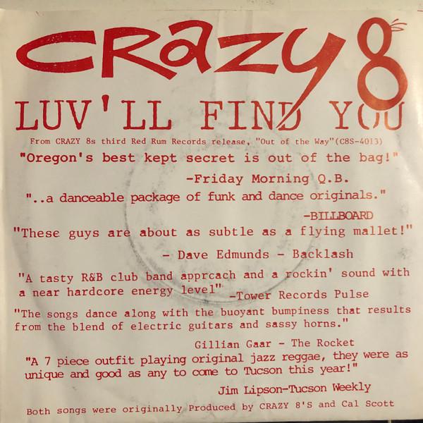 7inch Record CRAZY 8 S - Luv ll Find You / Courage And Convi C8S4013S Red Rum Records 1987 US Reggae, Ska & Dub Used
7inch Record CRAZY 8 S - Luv ll Find You / Courage And Convi C8S4013S Red Rum Records 1987 US Reggae, Ska & Dub Used