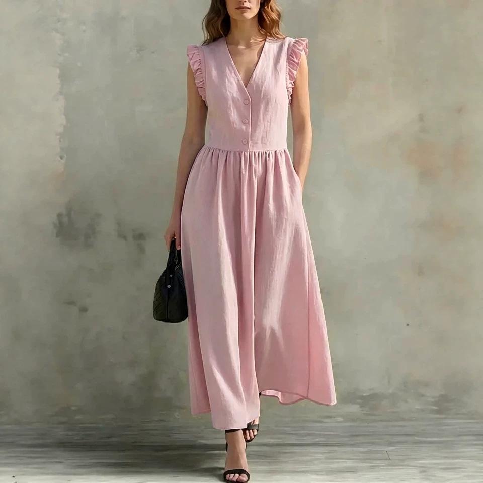 Women s V Neck Ruffle Sleeveless Button Front High Waist A Line Midi Dress Casual Vacation Sundress With Pockets 2XL розовый
Women s V Neck Ruffle Sleeveless Button Front High Waist A Line Midi Dress Casual Vacation Sundress With Pockets 2XL розовый