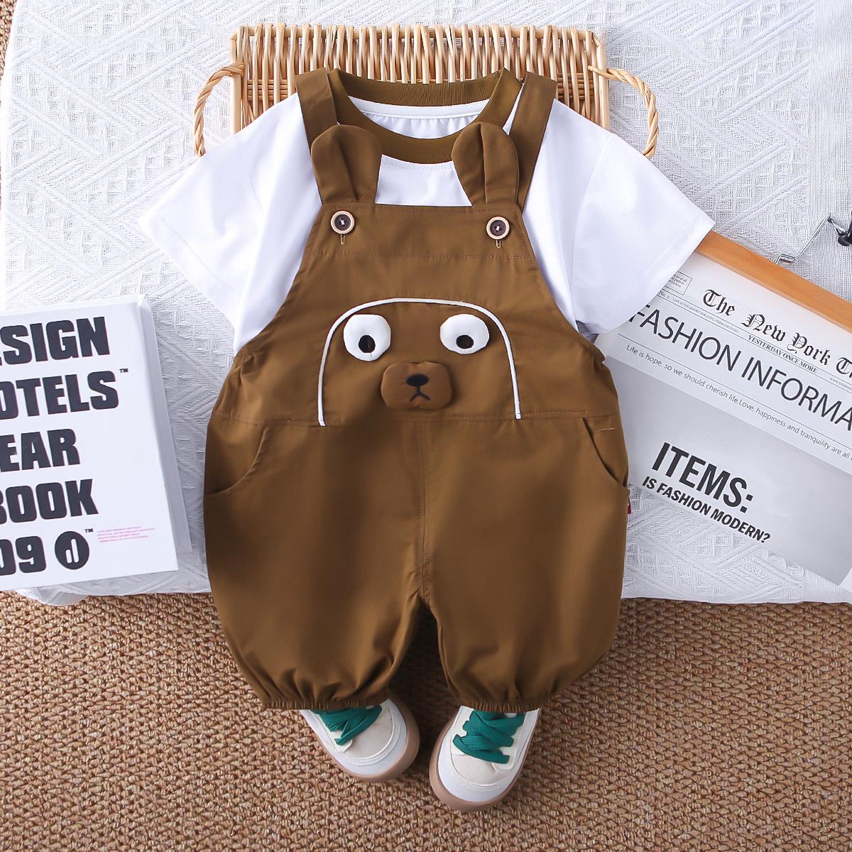 Летний костюм с медвежьими ушками для мальчиков 2025: Комплект топ с коротким рукавом и комбинезон 80cm
Летний костюм с медвежьими ушками для мальчиков 2025: Комплект топ с коротким рукавом и комбинезон 80cm