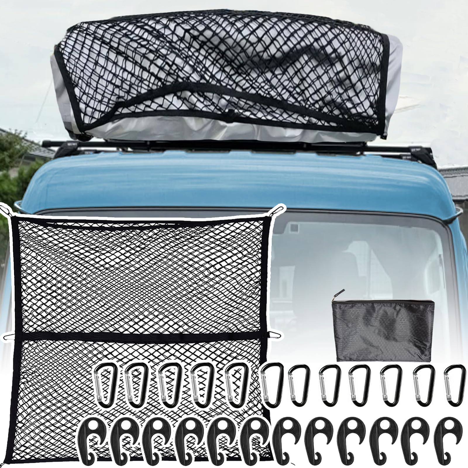 Temiry Cargo Truck Bed Roof Roof Luggage 12 ABS 12 Storage Roof Rack Luggage Universal Fit High-Elasticity Net, 100x120cm, 2-Layer, Net, Anti-Slip
Temiry Cargo Truck Bed Roof Roof Luggage 12 ABS 12 Storage Roof Rack Luggage Universal Fit High-Elasticity Net, 100x120cm, 2-Layer, Net, Anti-Slip