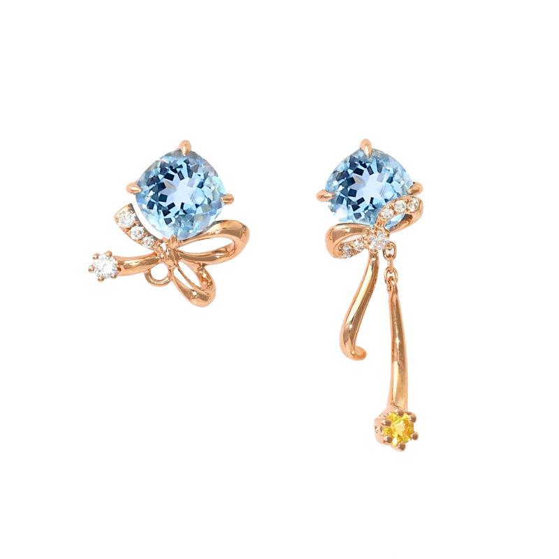 Bow Tie Asymmetric Earrings, Blue Sapphire-Spinel with S925 Silver and 18K Gold 925 silver
Bow Tie Asymmetric Earrings, Blue Sapphire-Spinel with S925 Silver and 18K Gold 925 silver