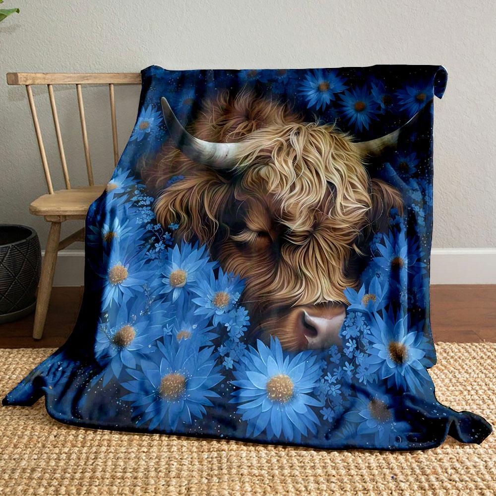 Highland Cow Blue Floral Blanket bedroom Blanket for Livingroom Couch lunch break Soft throw for Friend s festival Gift 80cm x 120cm
Highland Cow Blue Floral Blanket bedroom Blanket for Livingroom Couch lunch break Soft throw for Friend s festival Gift 80cm x 120cm