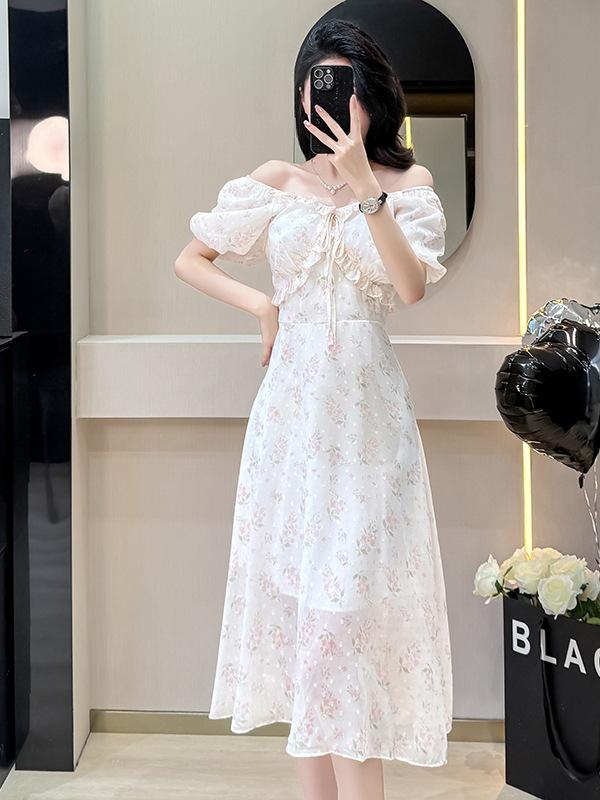 Summer Ruffle Collar Print Dress: Mid-Length Puff Sleeve, Off-the-Shoulder, Two-Way Wear Small
Summer Ruffle Collar Print Dress: Mid-Length Puff Sleeve, Off-the-Shoulder, Two-Way Wear Small