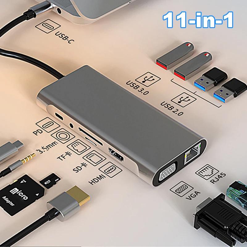 Док-станция 11 в 1 типа C, концентратор USB C к VGA, разъем RJ45, 4K, 30 Гц, совместимый с HDMI, SD/TF, разветвитель USB 3.0, адаптер PD 87 Вт, зарядка для аксессуаров для портативных ПК
Док-станция 11 в 1 типа C, концентратор USB C к VGA, разъем RJ45, 4K, 30 Гц, совместимый с HDMI, SD/TF, разветвитель USB 3.0, адаптер PD 87 Вт, зарядка для аксессуаров для портативных ПК