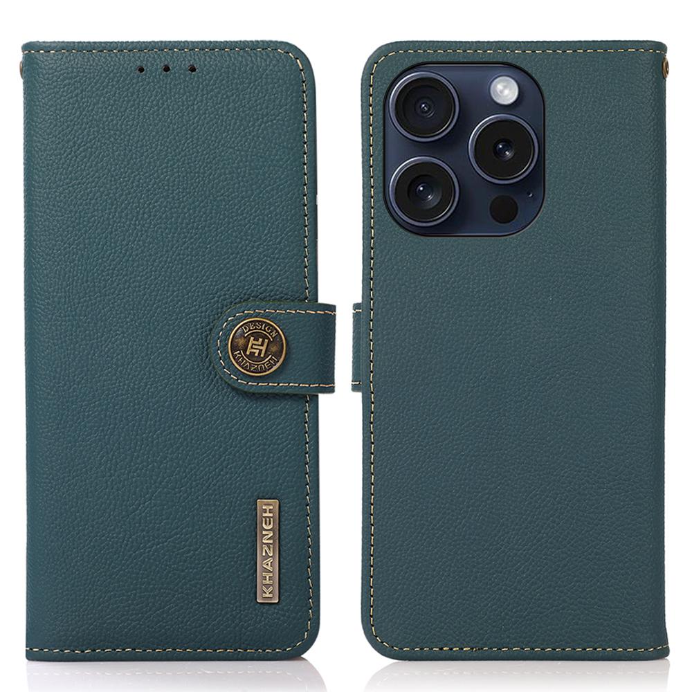 KHAZNEH For iPhone 16 Pro Case RFID Blocking Genuine Cow Leather Viewing Stand Cover Green
KHAZNEH For iPhone 16 Pro Case RFID Blocking Genuine Cow Leather Viewing Stand Cover Green