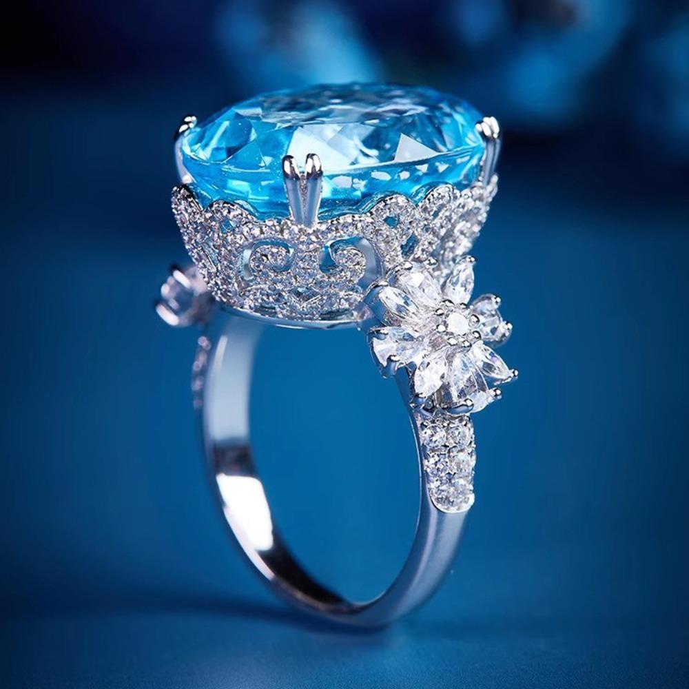 Elegant Champagne Diamond 12ct Topaz Blue Santa Maria Color Womens Ring adjustable
Elegant Champagne Diamond 12ct Topaz Blue Santa Maria Color Womens Ring adjustable