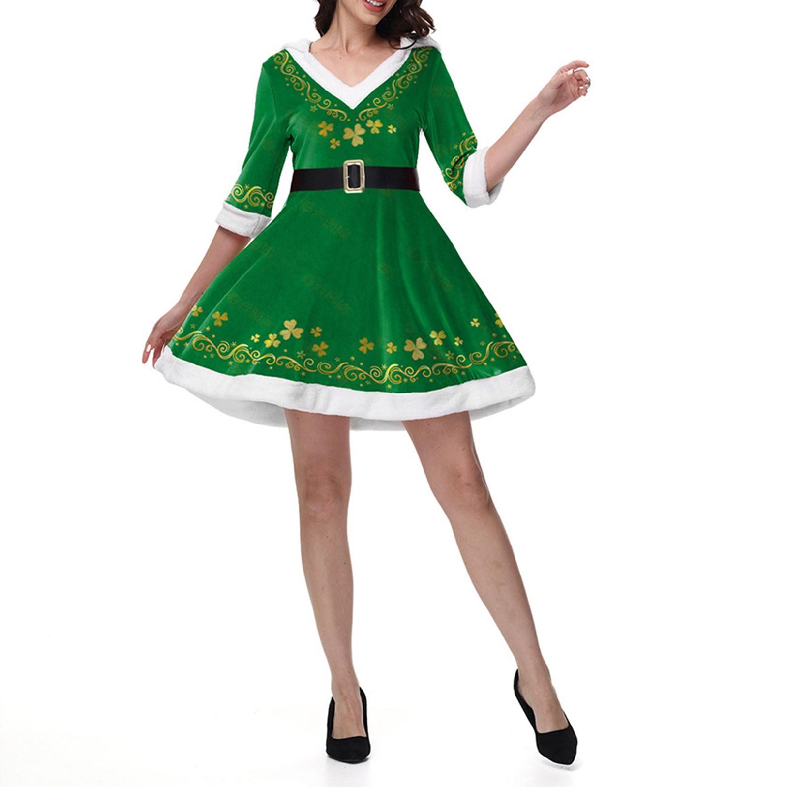 Ирландская одежда женское платье с капюшоном V-образный вырез зеленый бархат St. Юбка ко Дню Святого Патрика S темно-зеленого
Ирландская одежда женское платье с капюшоном V-образный вырез зеленый бархат St. Юбка ко Дню Святого Патрика S темно-зеленого