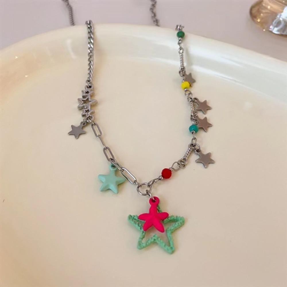 Sweet Colorful Star Necklace Elegant Sweet Dopamine Necklace Star Pendant Chain Necklace Girls
Sweet Colorful Star Necklace Elegant Sweet Dopamine Necklace Star Pendant Chain Necklace Girls