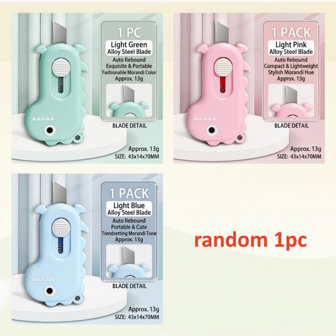 Cute Dinosaur Shape Utility Knife Mini Box Cutter with Auto-Retract Blade Safe Office School Stationery Knife 3 Colors
Cute Dinosaur Shape Utility Knife Mini Box Cutter with Auto-Retract Blade Safe Office School Stationery Knife 3 Colors